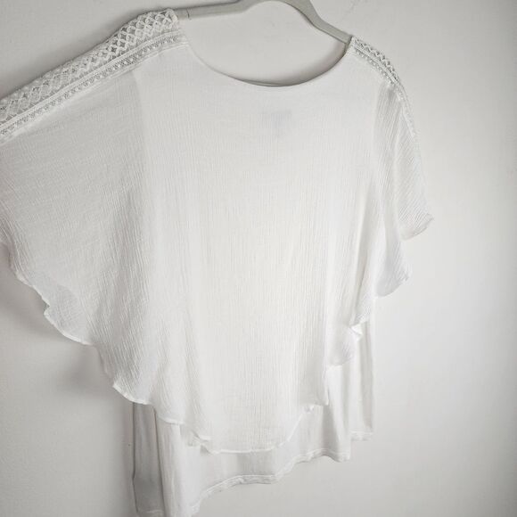 Alyx Overlay Top Cream Lace Trim Blouse Popover Flowy Size 2X - Picture 10 of 13